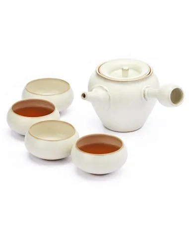 YUKO set da tè in ceramica cinese 1 Servizio set da tè Yuko in ceramica cinese, composto da una teiera e quattro tazzine artigianali