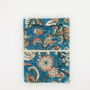 Quaderno 10x15cm con stampa indiana a blocchi in colore celeste - Indispensabile!