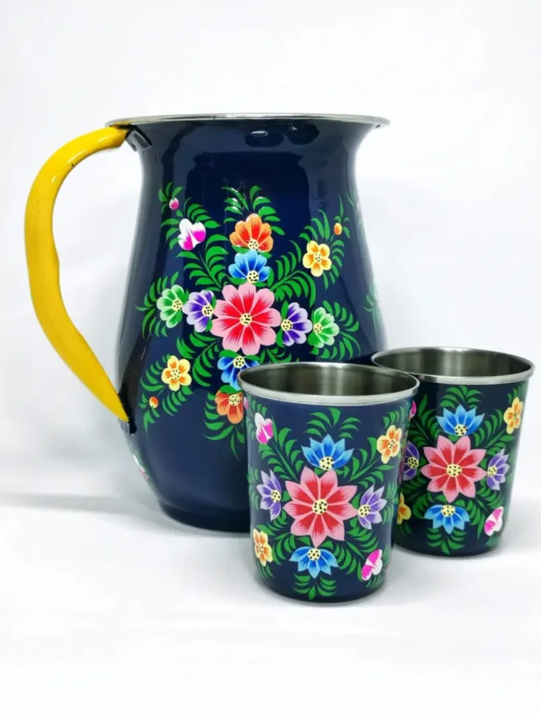 Promozioni 3 Set Caraffa indiana con due bicchieri blu - Tradizione e Stile sulla tua Tavola- 1 busta di YouTea in omaggio