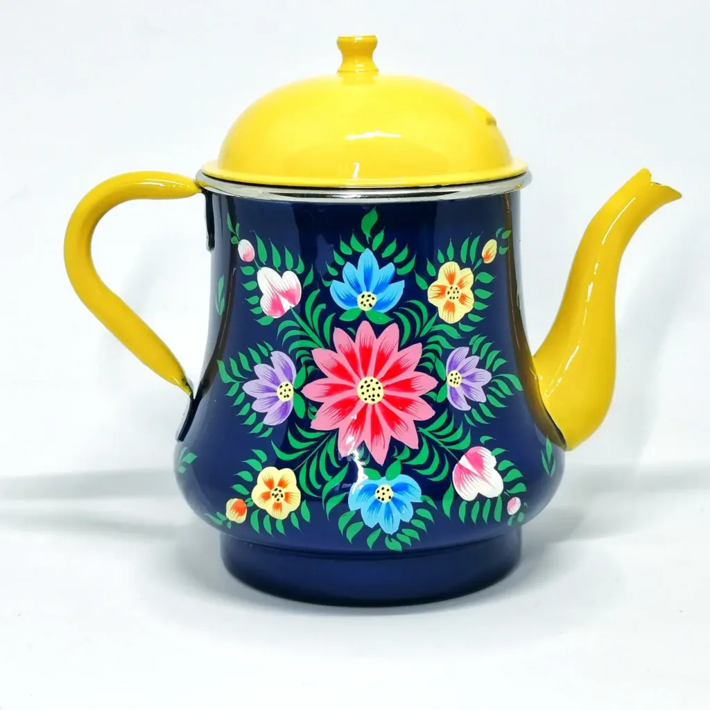 Promozioni 6 Teiera indiana 100cl smaltata con motivo floreale blu12. Un Capolavoro artigianale straordinario-Una busta di YouTea in omaggio
