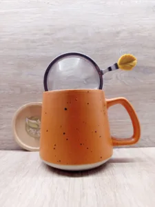 tazza da te stoneage youtea colore arancione fiamma con filtro e coperchio in bambu2