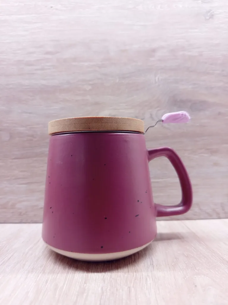 Tazze infusiere 1 tazza da te stoneage youtea colore bordeaux con filtro e coperchio in bambu2