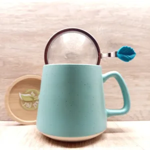 Tazze Infusiere e tisaniere 6 tazza da te stoneage youtea colore turchese con filtro e coperchio in bambu2