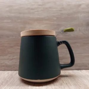 tazza youtea colore verde bosco con filtro e coperchio in bambu