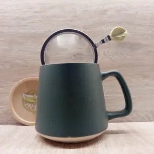 Tazze Infusiere e tisaniere 5 tazza da te stoneage youtea colore verde bosco con filtro e coperchio in bambu2