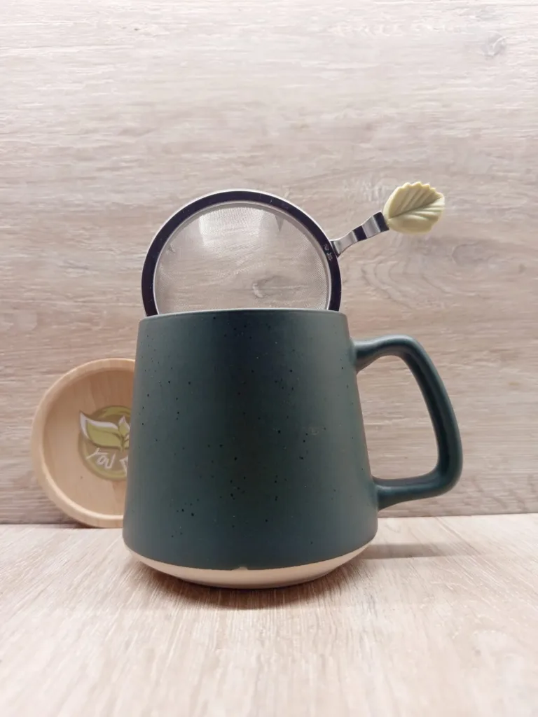 Tazze infusiere 4 tazza da te stoneage youtea colore verde bosco con filtro e coperchio in bambu2